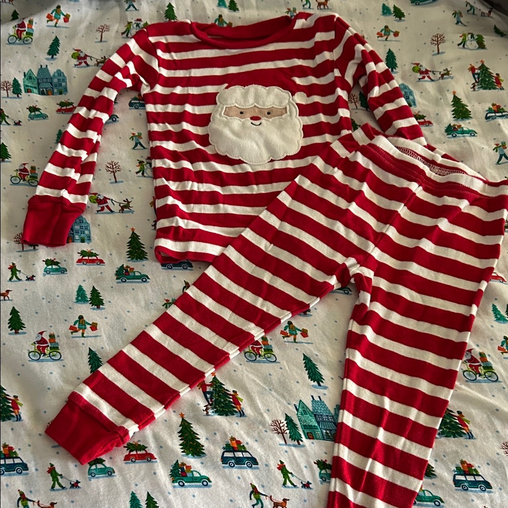 Carter's Red and White Striped Santa Pajama Set